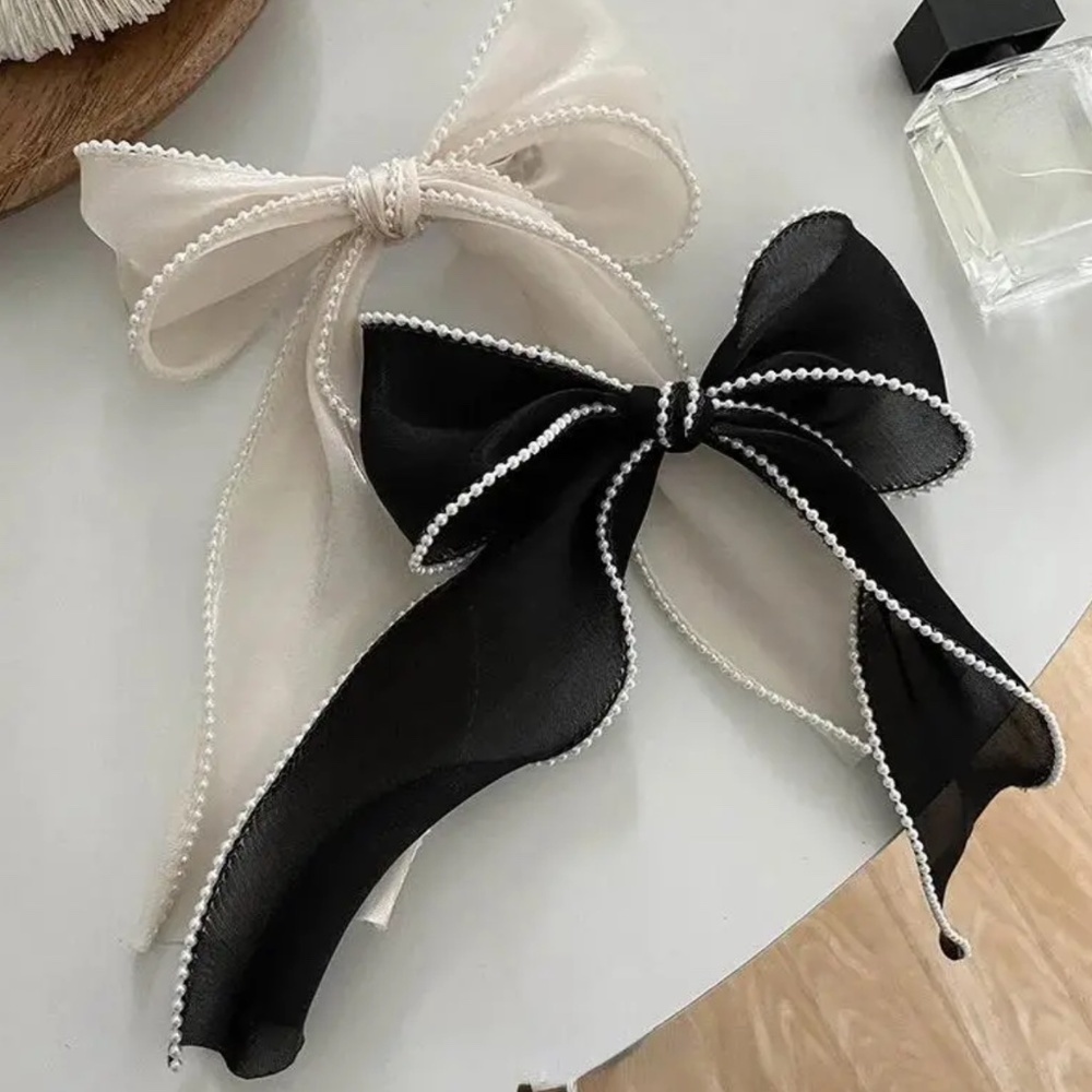 SALE💚 any 3 for $18 💚Elegant Faux Pearl Ribbon Bowknot Decorative Hair Clip